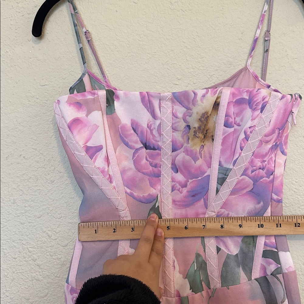 House of CB Antonia Pink Floral Corset Maxi Dress NWOT size XS Tall - Picture 12 of 16